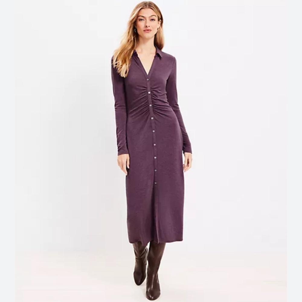 Ruched Waist Midi Shirtdress